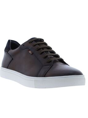 Zanzara Benaki Brown and Navy Men’s Leather Sneaker Shoes - Size 12, New In Box